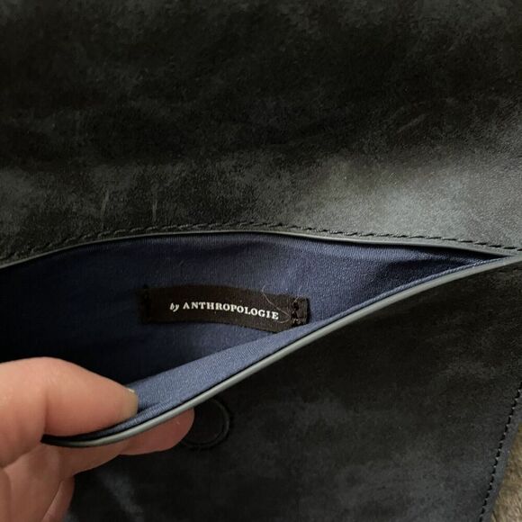 Anthropologie Miranda Convertible Tote Bag Gray Faux Leather Removable Clutch - Picture 5 of 7